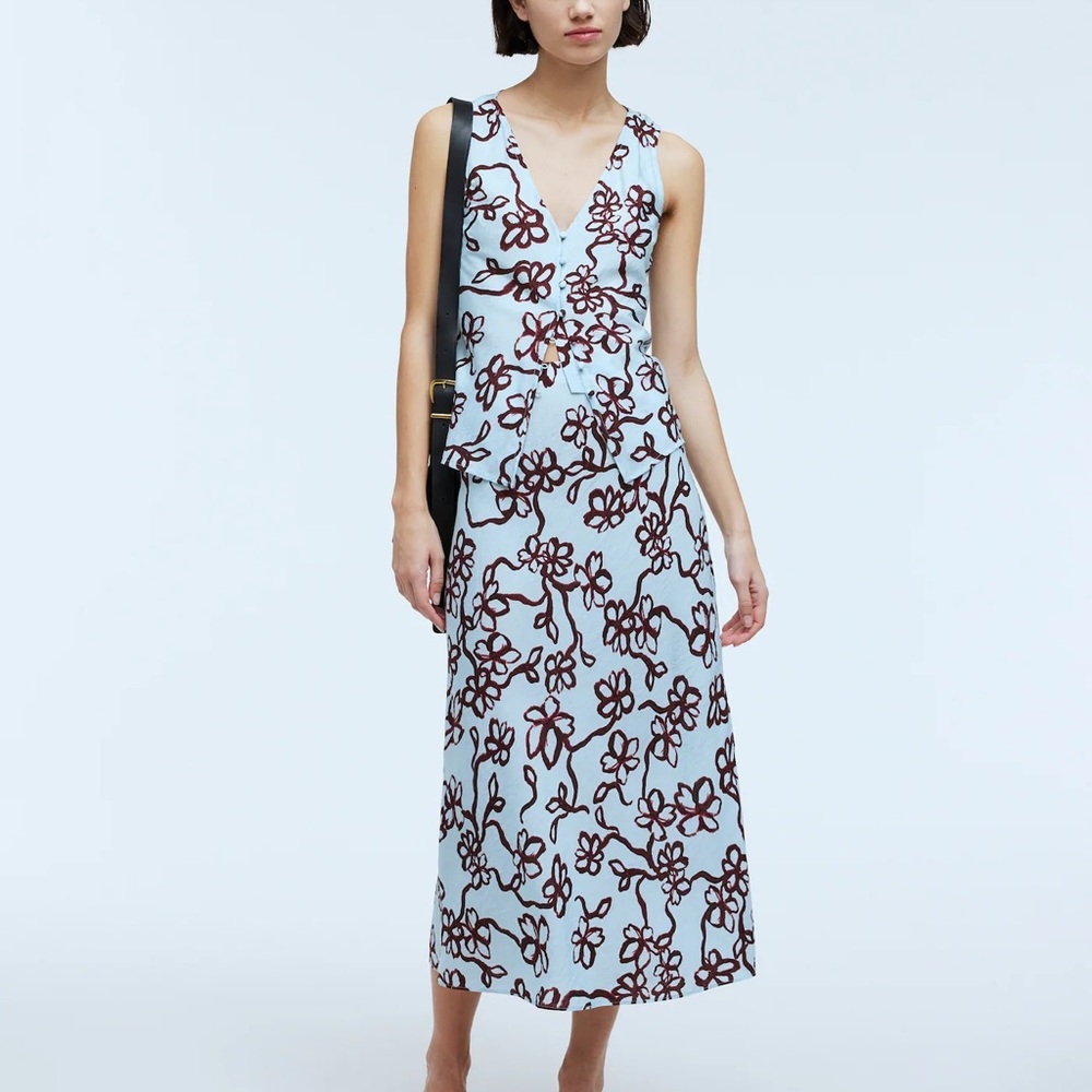 MADEWELL The Layton Midi Slip Skirt and vest top new with tags